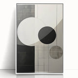 Framed acrylic wall art showcasing a minimalist abstract design in soft white and gray tones, perfect for modern home decor. Ideal for adding elegance to any room.