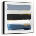 Geometric Abstract Wall Decor – Navy, Gold & Gray Brush Canvas Art