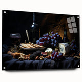 Large abstract wall art featuring a colorful fruit design on acrylic glass, ideal for dining room decor.