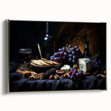 Framed canvas featuring a vintage poster art of colorful fruits, ideal for kitchen wall decor.