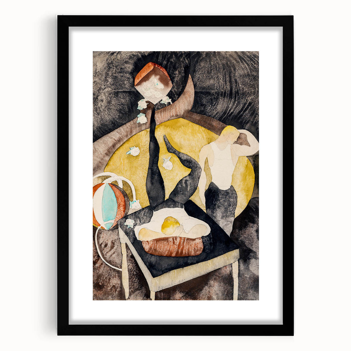 Vaudeville Acrobats - Playful Modern Wall Art in Vintage Tones