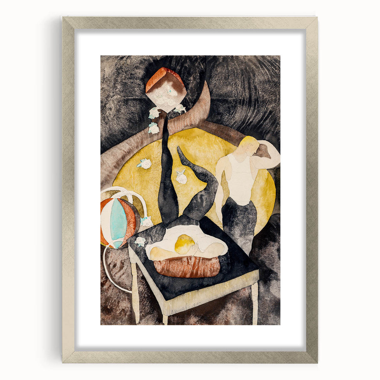Vaudeville Acrobats - Playful Modern Wall Art in Vintage Tones