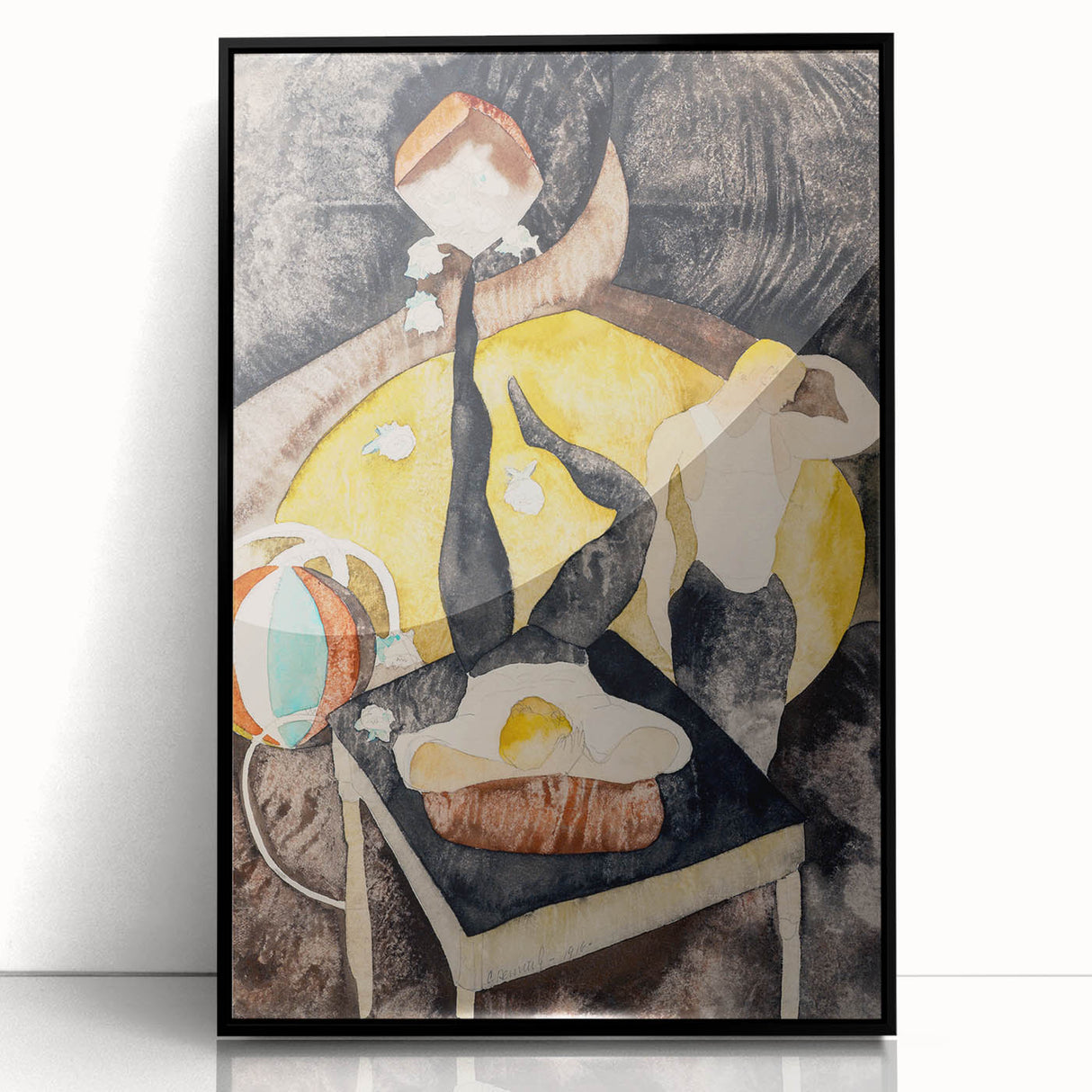 Vaudeville Acrobats - Playful Modern Wall Art in Vintage Tones