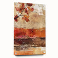 Large abstract wall art on acrylic glass depicting fall colors, ideal for bedroom or dining room decor.