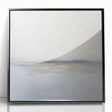 Framed acrylic artwork showcasing an abstract landscape design with rich colors and dynamic shapes, presented in a sleek black frame, ideal for modern home decor.