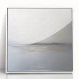 Abstract landscape artwork in a white frame, showcasing vibrant colors and fluid shapes, perfect for modern home decor or office settings. The piece adds a contemporary touch, enhancing any wall with its artistic flair.