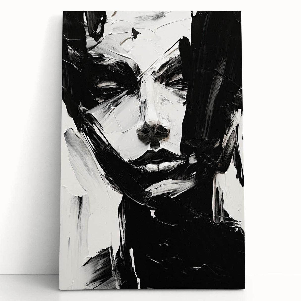 Abstract minimalist wall art on stretched canvas featuring soft pastel colors and fluid shapes, perfect for modern home decor and artistic expression.