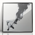 Minimalist Abstract Wall Art – Flowing Black Ink on White Canvas
