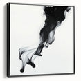Minimalist Abstract Wall Art – Flowing Black Ink on White Canvas