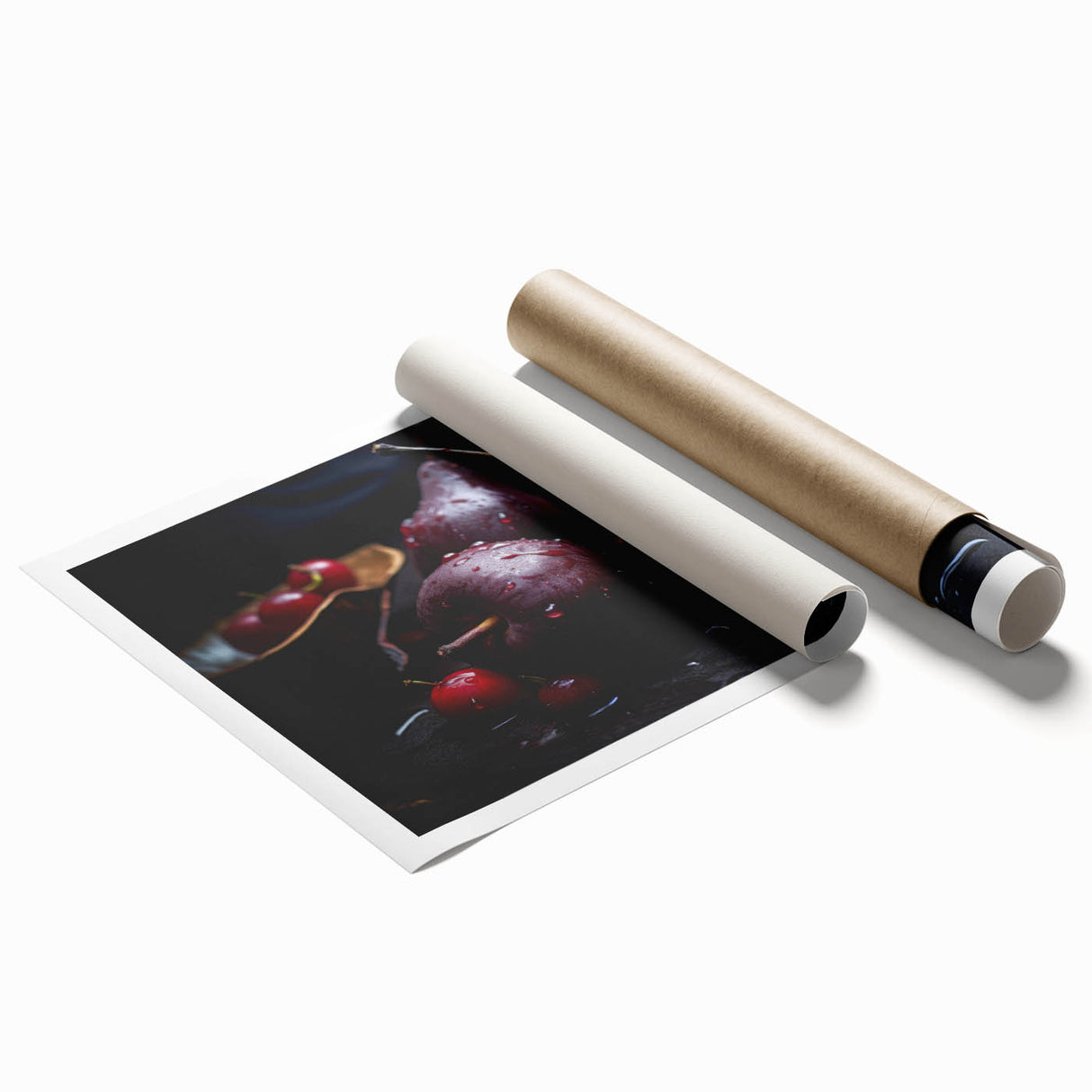 Extra large rolled print featuring a vibrant display of assorted fruits.