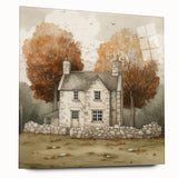 Large abstract wall art featuring mid-century modernist autumnal hues on acrylic glass, ideal for dining room ambiance.