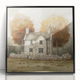Large abstract wall art depicting fall colors in mid-century modernist style on black framed acrylic.