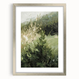 Elegant abstract floral frame in silver with a mat, showcasing intricate designs of colorful blossoms, perfect for enhancing modern decor. Ideal for art lovers.