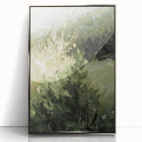 Framed acrylic artwork showcasing abstract florals in vibrant colors, elegantly displayed with a silver frame, perfect for modern home decor.