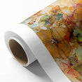 Abstract floral design on rolled canvas showcasing vibrant colors and intricate patterns, packaged securely in a protective cardboard tube for wall art decor.