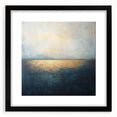 Abstract landscape artwork framed in black with a white mat, showcasing a vibrant interplay of colors and shapes, perfect for modern home decor.