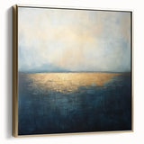 Abstract landscape canvas art featuring a blend of silver and gold hues, elegantly framed, showcasing a modern design that enhances contemporary decor.