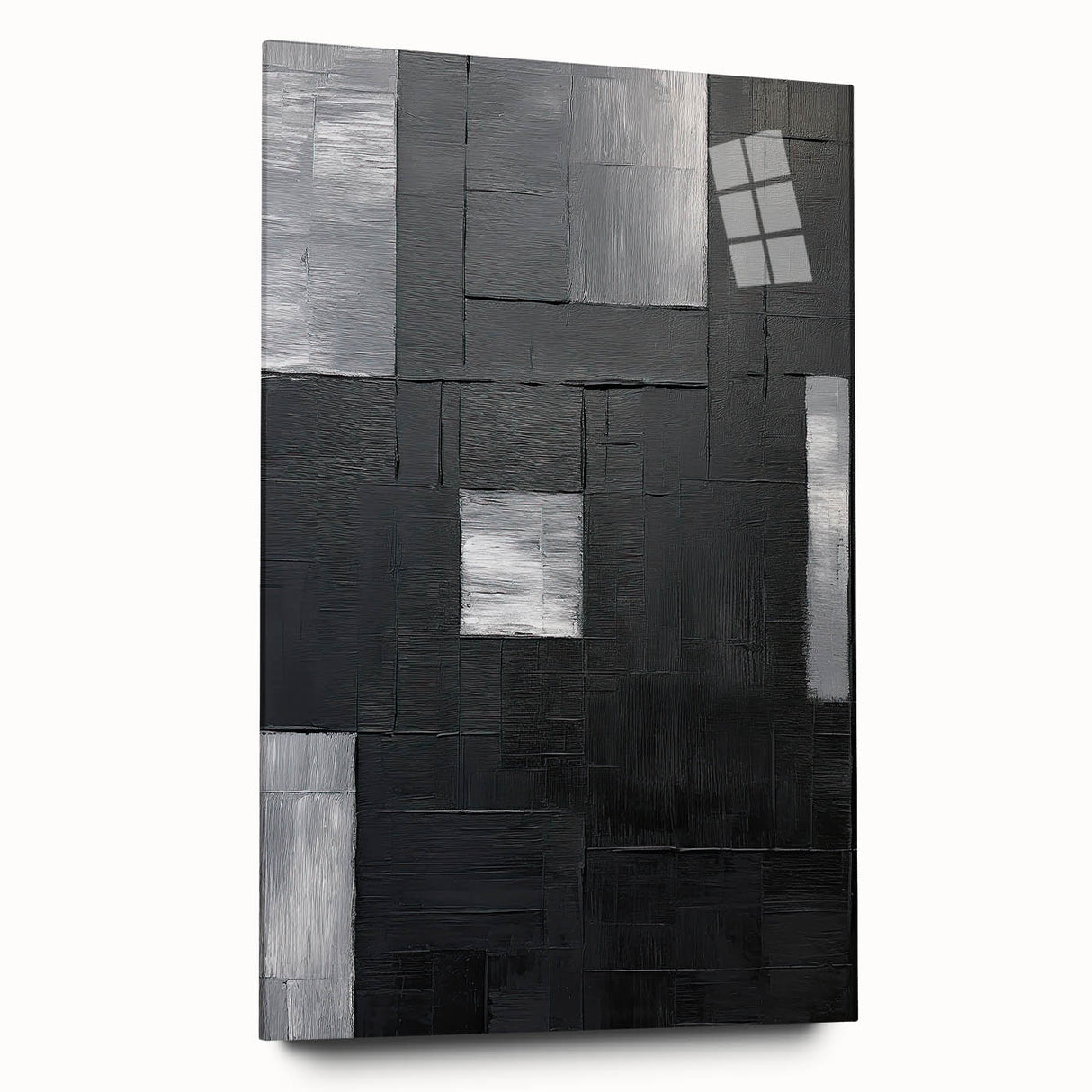 Abstract minimalist wall art displayed in a side view, showcasing vibrant colors and smooth acrylic glass finish, perfect for modern home decor.