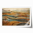 Extra large rolled print of autumnal floral art in warm orange and red tones, ideal for dining room wall decor.