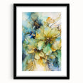 Abstract floral art frame with a black mat, showcasing vibrant colors and intricate designs, ideal for home decor or artistic display. Perfect for adding elegance to any space.