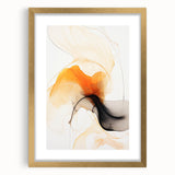 Abstract minimalist wall art framed in gold, showcasing soft hues of beige and cream, designed to enhance modern decor and create a calming atmosphere.