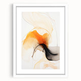 Abstract minimalist wall art framed in white with a mat, showcasing geometric patterns and a soothing color palette, perfect for modern home decor.