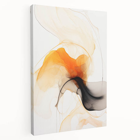 Abstract minimalist wall art on stretched canvas, showcasing soothing neutral tones and geometric patterns, perfect for modern home decor. Side view highlights the canvas depth and texture, ideal for enhancing any interior space with a contemporary touch.