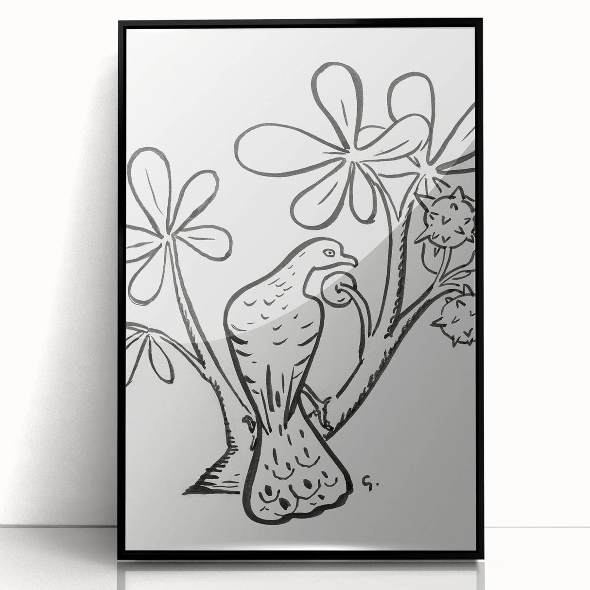 Expressionist Art - Pigeon on Chestnut Tree Abstract Wall Art