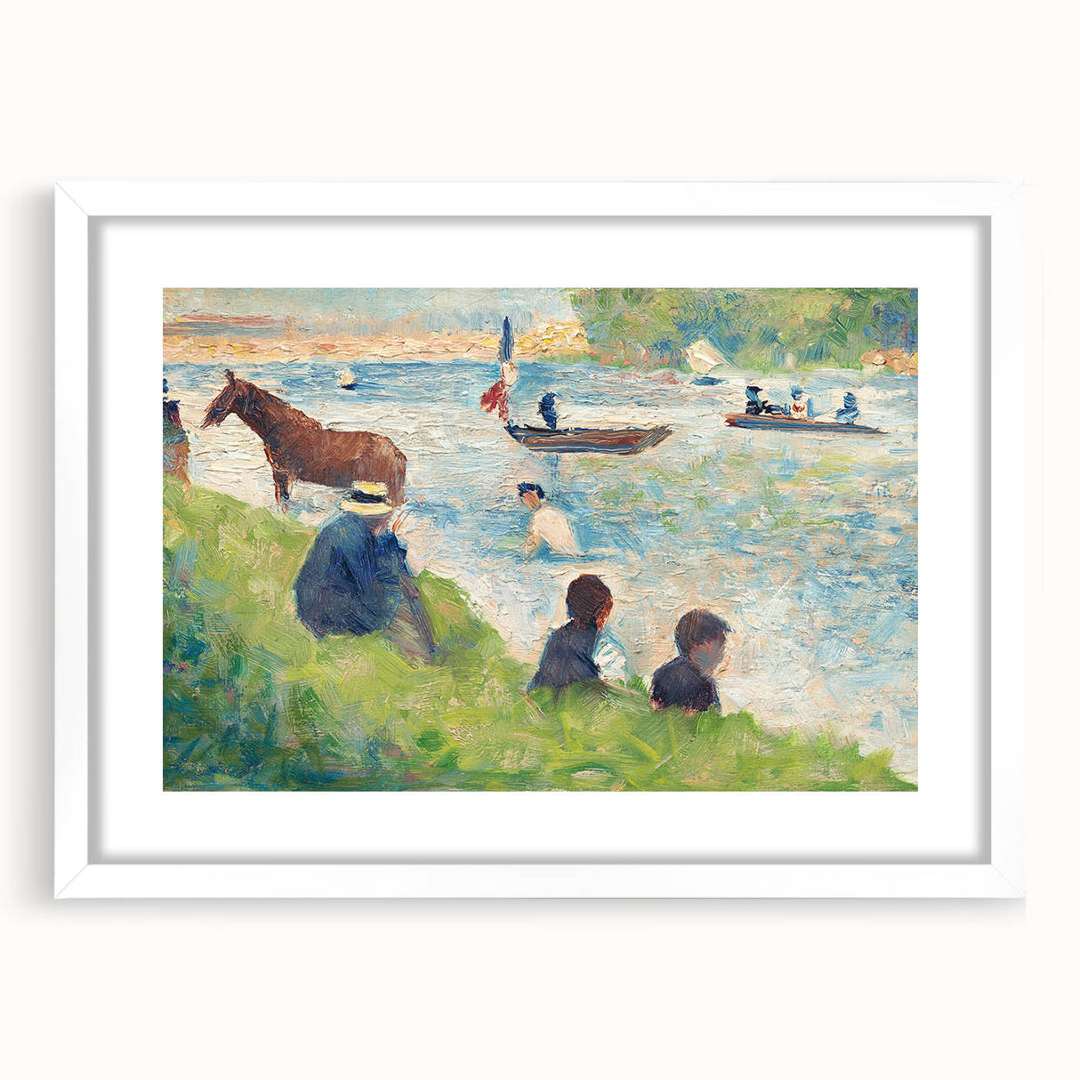 Impressionist Landscape Wall Art - Horse and Boats by Seurat Print