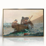 Dynamic Realism Art Print of Fishermen at Sea with Herring Net Catch