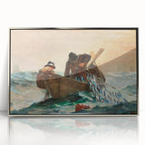 Dynamic Realism Art Print of Fishermen at Sea with Herring Net Catch