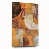 Large abstract wall art depicting autumnal tones on acrylic glass, suitable for dining room ambiance.
