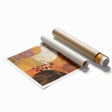 Extra large rolled print featuring a detailed floral art design in muted autumn colors, ideal for classy bathroom wall art.
