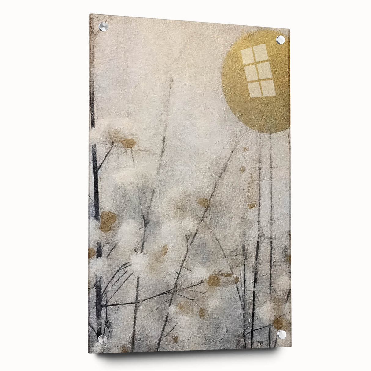 Elegant Gold & Gray Modern Wall Art – Living Room Canvas Print