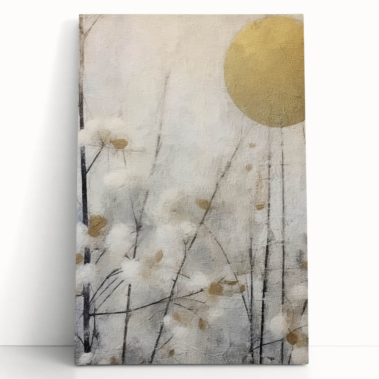 Elegant Gold & Gray Modern Wall Art – Living Room Canvas Print