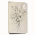 Abstract floral acrylic glass artwork displayed from the side, showcasing vibrant colors and intricate details, secured with stylish pins for an elegant presentation.