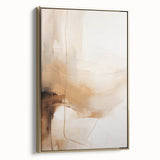 Abstract minimalist wall art piece featuring a gold frame, showcasing an elegant side view of the design on a canvas, perfect for modern home decor.