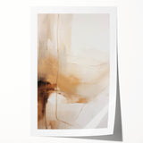 Abstract minimalist wall art print showcasing soft pastel colors and geometric shapes, elegantly rolled for easy display and storage in a protective tube.