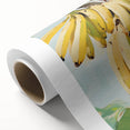 Art deco poster of assorted fruits in bold colors on rolled canvas, suitable as nursery wall art or dining room decor.