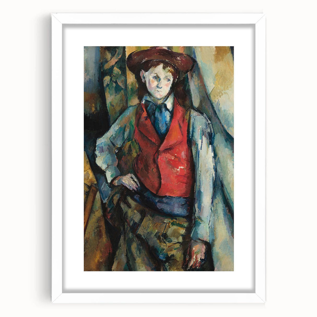 Boy in a Red Waistcoat - Classic Portrait Art with Bold Colors