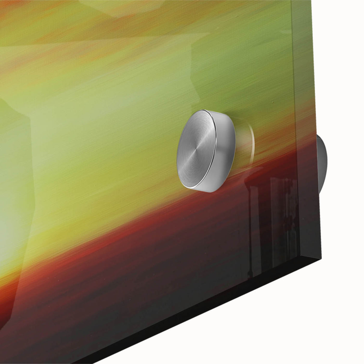 Abstract landscape design featuring vibrant colors and fluid shapes, printed on acrylic glass. The artwork showcases a modern aesthetic, perfect for contemporary home decor.