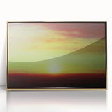 Framed acrylic artwork of an abstract landscape featuring gold accents, showcasing a modern design that enhances contemporary home decor.