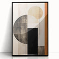 Framed abstract minimalist wall art with black acrylic front, showcasing geometric shapes and a sleek design, ideal for modern home decor. Perfect for adding a contemporary touch to any room.