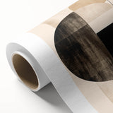 Abstract minimalist wall art featuring soft pastel colors and geometric shapes on a rolled canvas, perfect for modern home decor. Packaged securely in a cardboard tube for safe shipping.