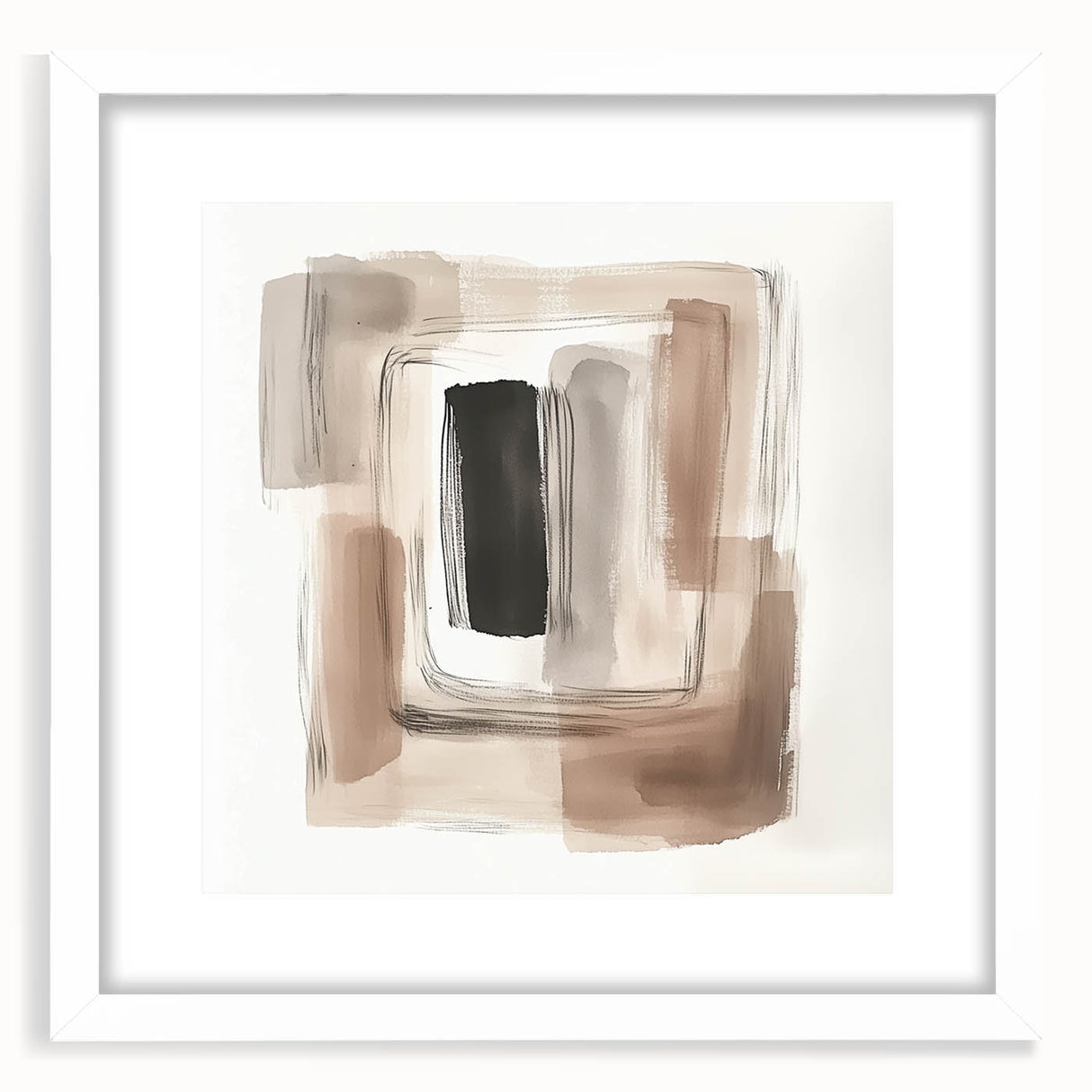 Contemporary Abstract Canvas – Earthy Beige, Brown & Black Tones