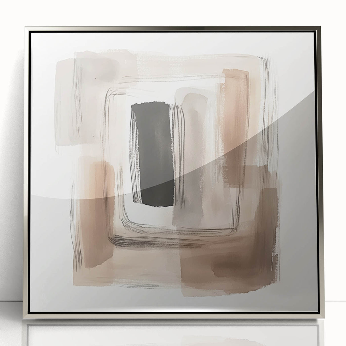 Contemporary Abstract Canvas – Earthy Beige, Brown & Black Tones