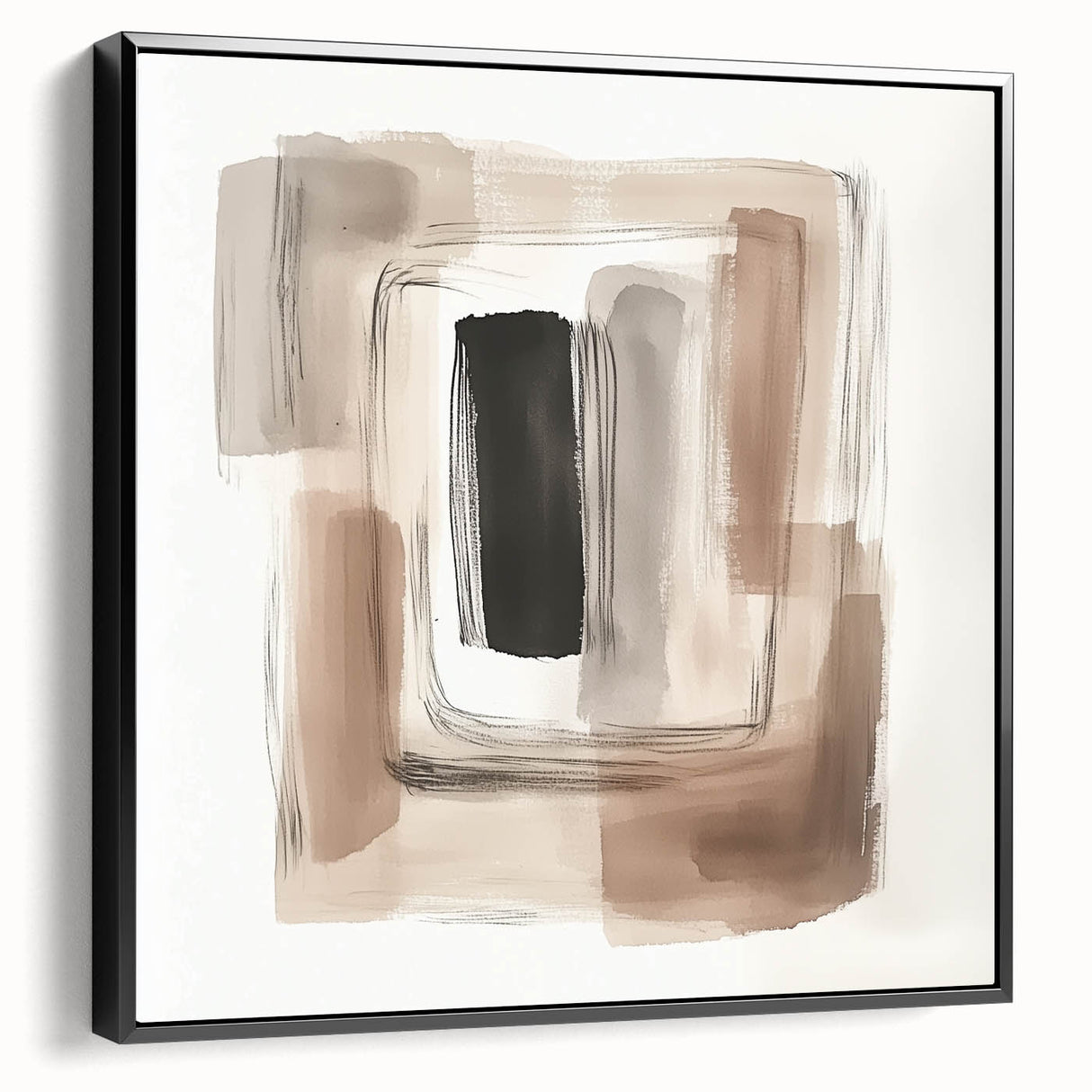 Contemporary Abstract Canvas – Earthy Beige, Brown & Black Tones