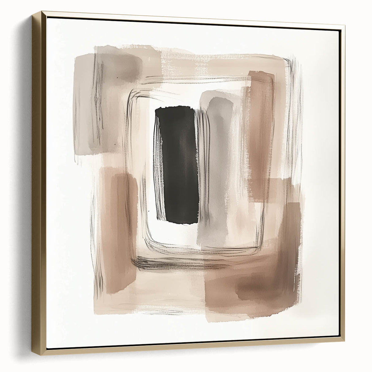 Contemporary Abstract Canvas – Earthy Beige, Brown & Black Tones