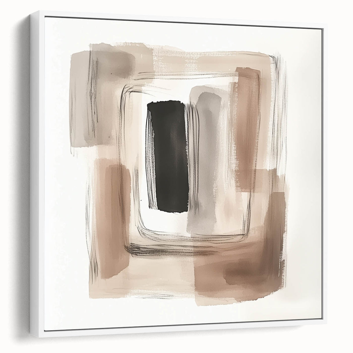 Contemporary Abstract Canvas – Earthy Beige, Brown & Black Tones