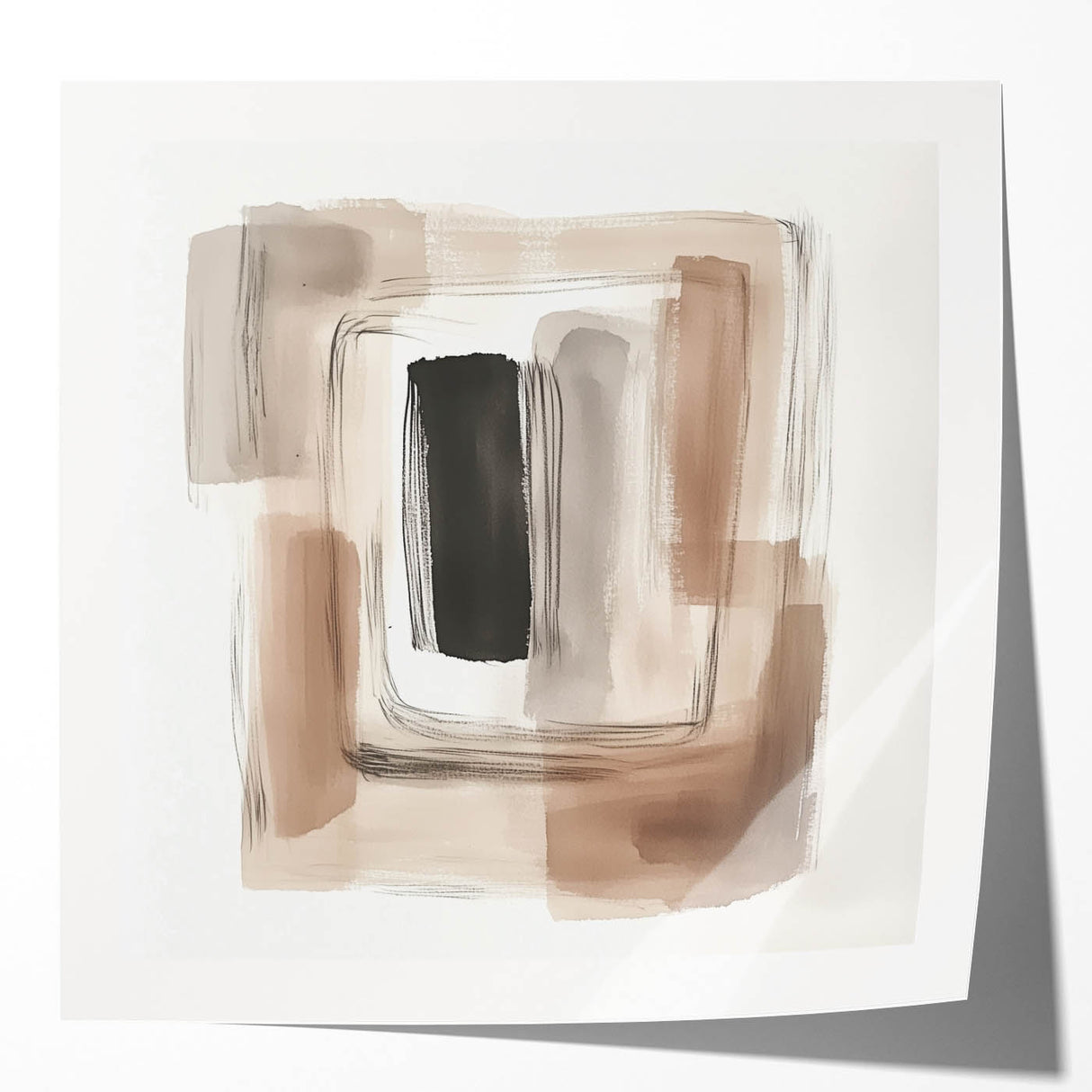 Contemporary Abstract Canvas – Earthy Beige, Brown & Black Tones